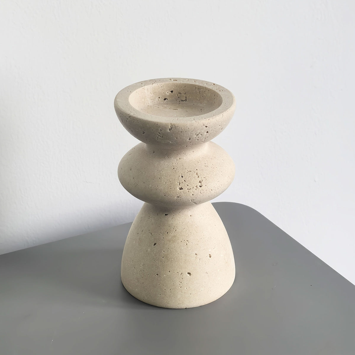 Bougeoir en travertin naturel, petit ou grand modèle