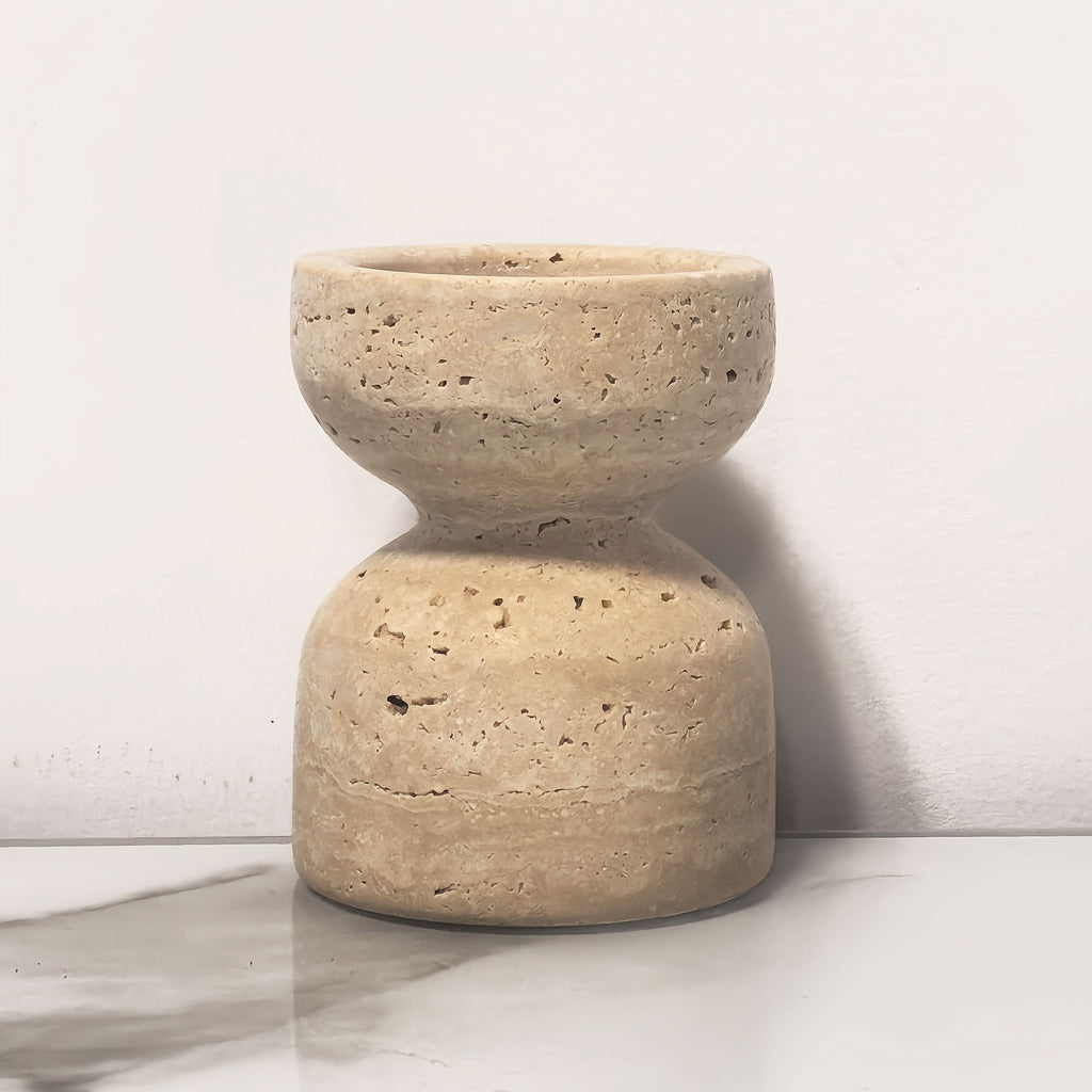 Bougeoir en travertin naturel, petit ou grand modèle