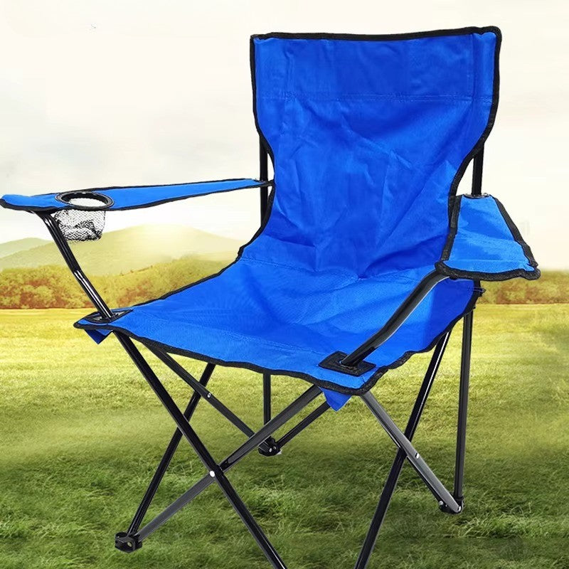 Chaise de camping pliante avec accoudoirs et porte-gobelet
