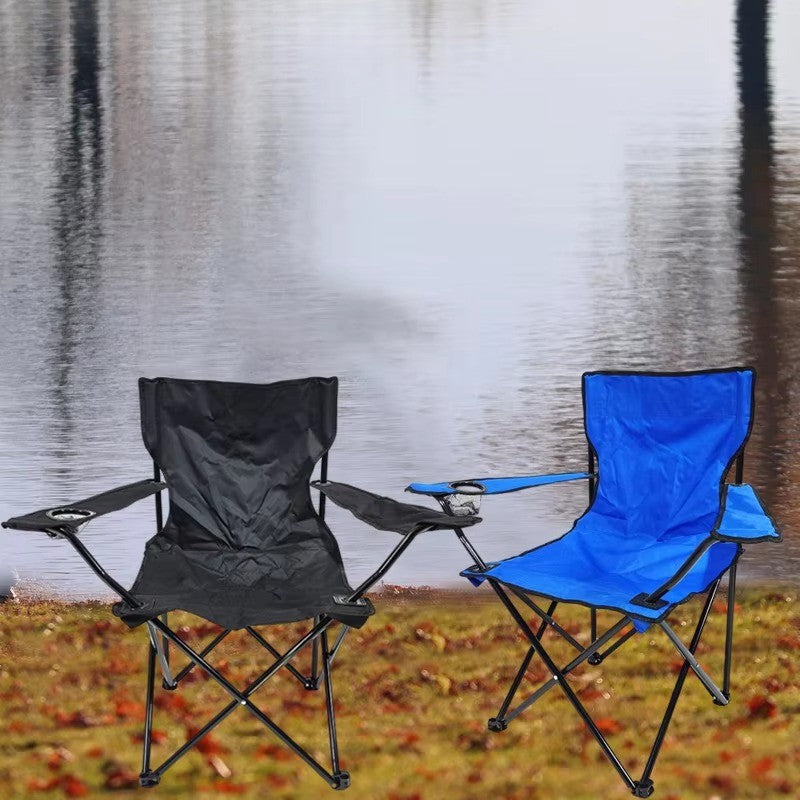 Chaise de camping pliante avec accoudoirs et porte-gobelet