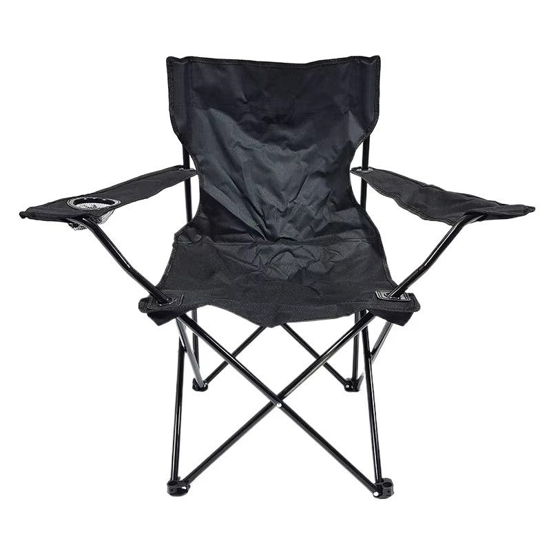 Chaise de camping pliante avec accoudoirs et porte-gobelet