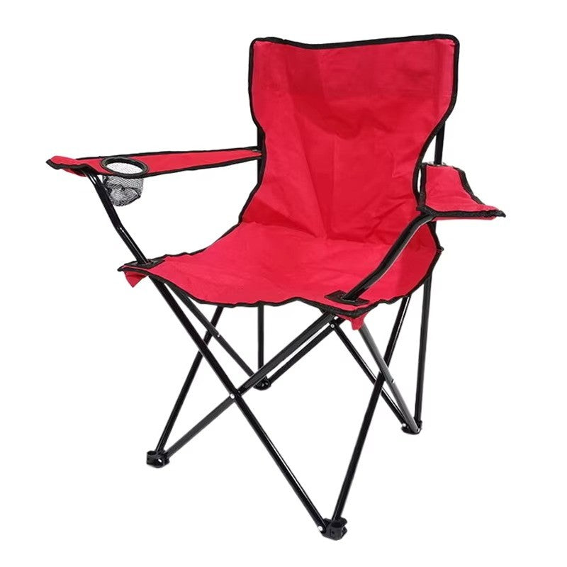 Chaise de camping pliante avec accoudoirs et porte-gobelet
