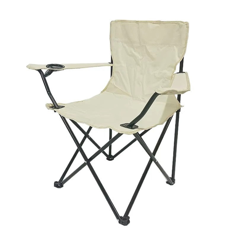 Chaise de camping pliante avec accoudoirs et porte-gobelet
