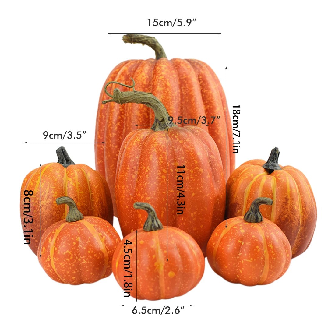 Citrouilles artificielles en mousse, lot de 7