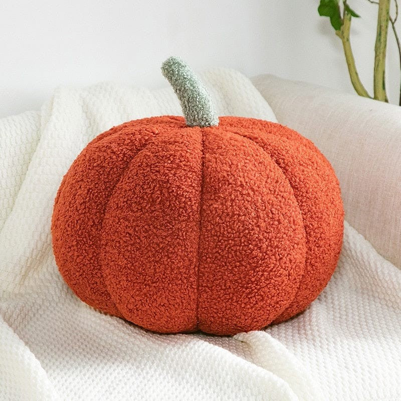 Coussin citrouille en peluche douce, 7 coloris