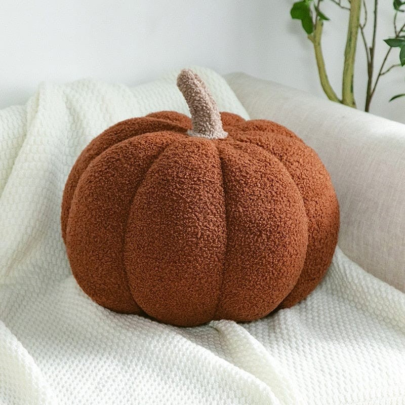 Coussin citrouille en peluche douce, 7 coloris