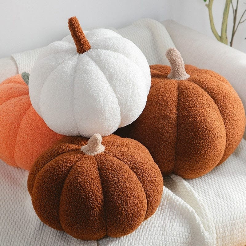 Coussin citrouille en peluche douce, 7 coloris