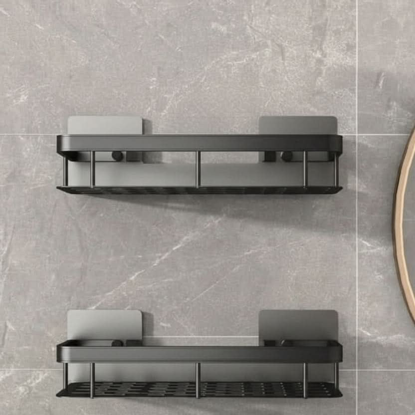 Étagère de douche adhésive sans perçage, noire ou argentée