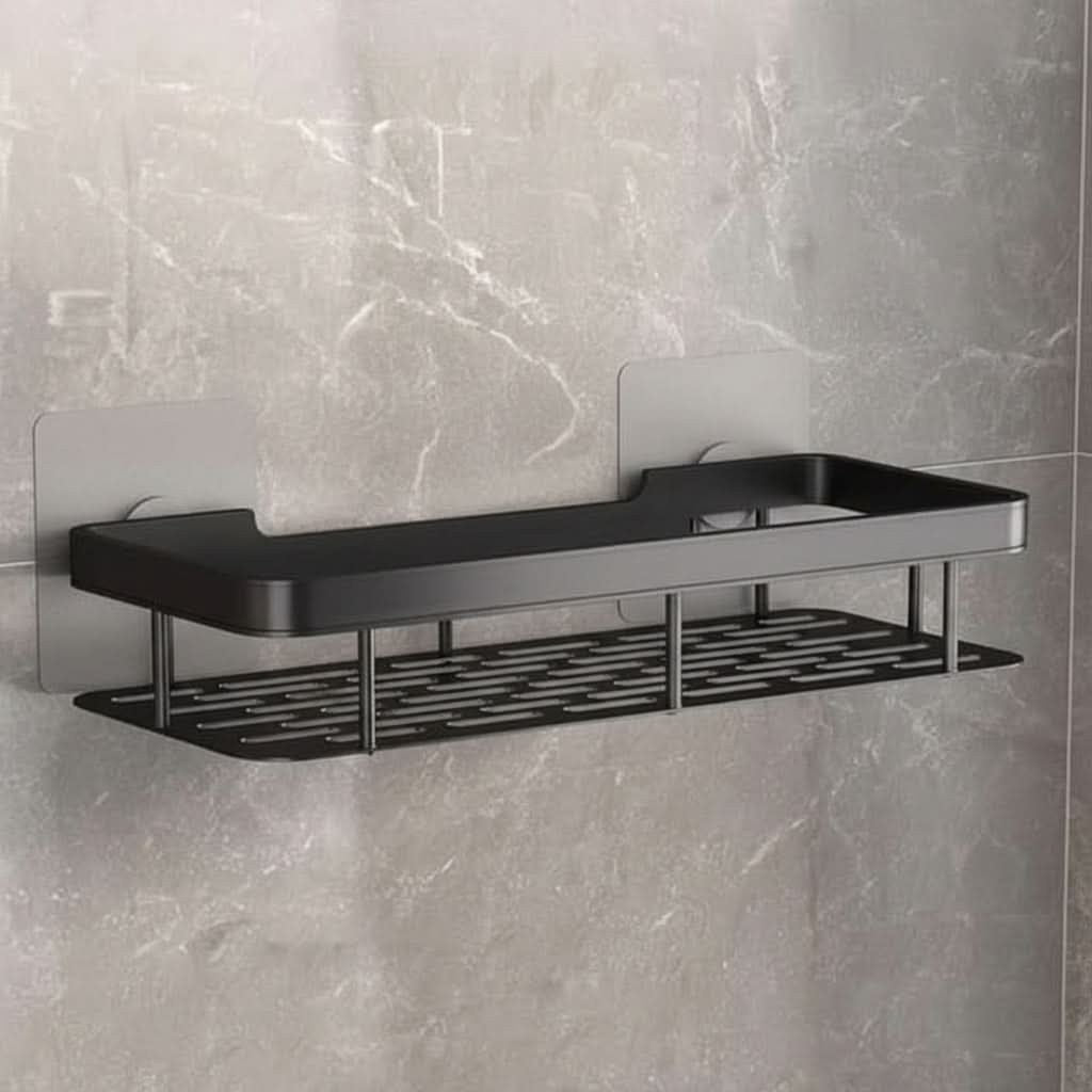 Étagère de douche adhésive sans perçage, noire ou argentée