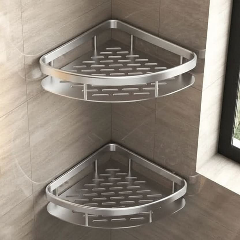 Étagère de douche adhésive sans perçage, noire ou argentée