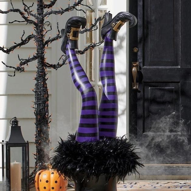 Jambes de sorcière à planter, lot de 2, décoration d’Halloween