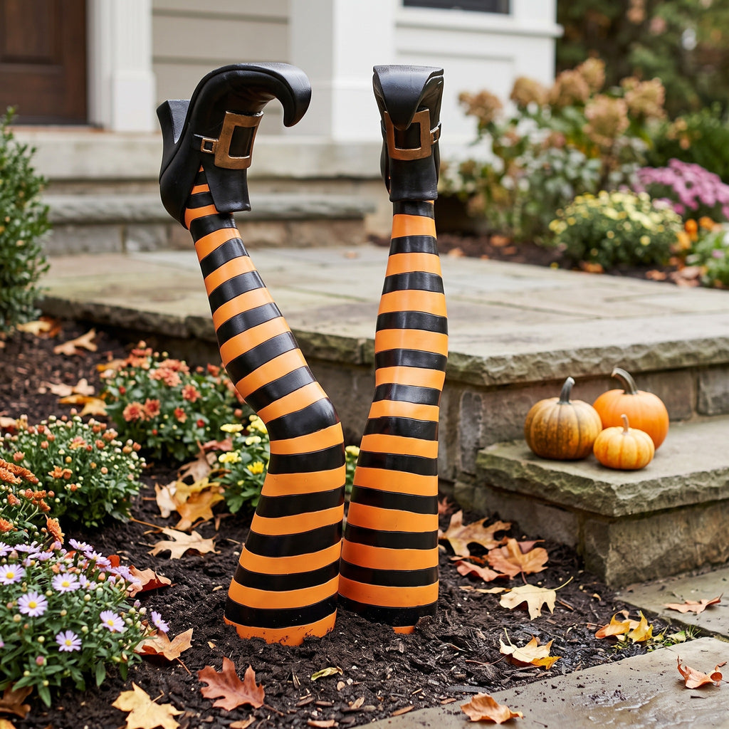 Jambes de sorcière à planter, lot de 2, décoration d’Halloween