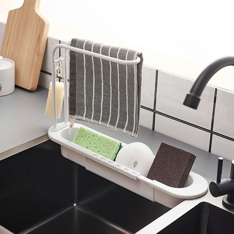 Organiseur d’évier extensible avec porte-torchon