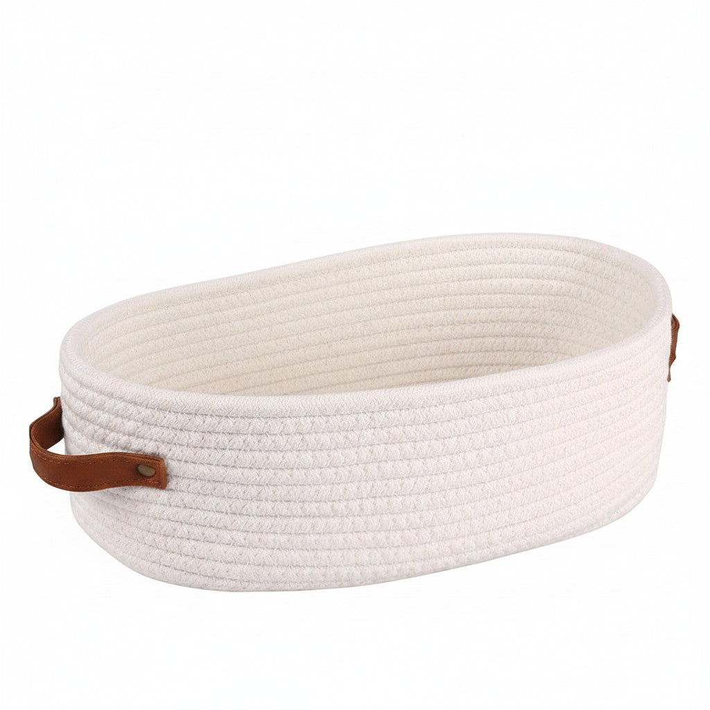 Panier de rangement ovale en corde de coton tressée