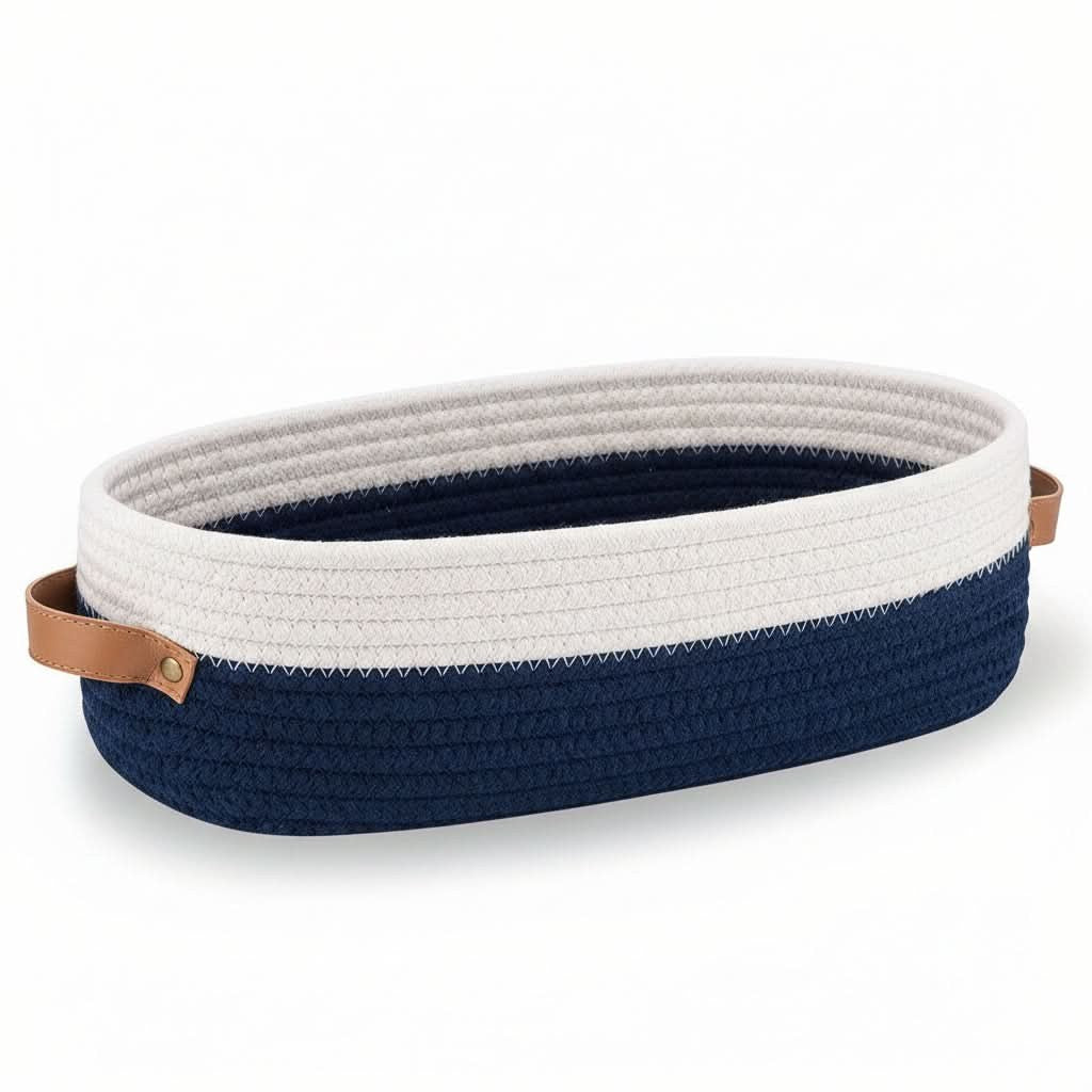 Panier de rangement ovale en corde de coton tressée