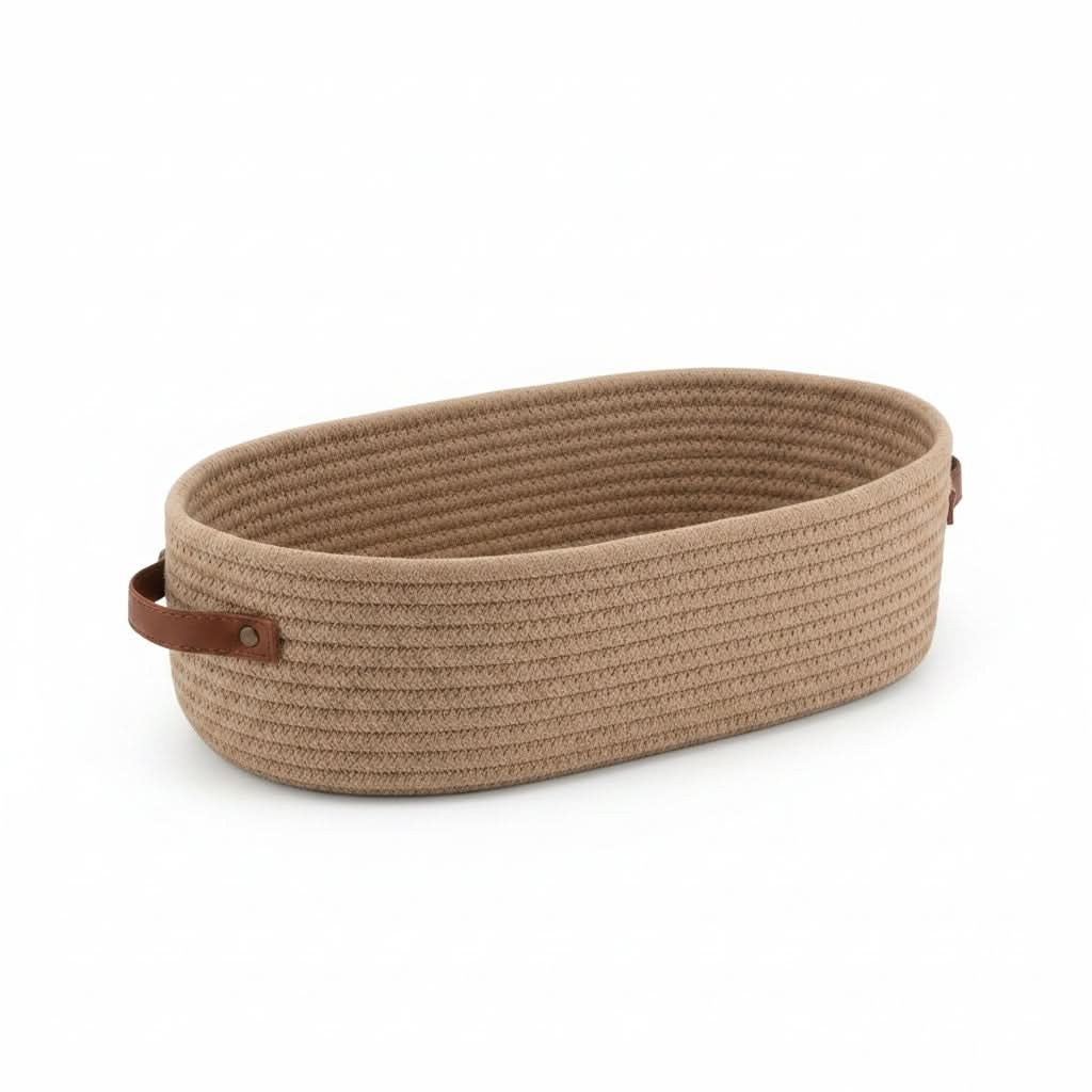 Panier de rangement ovale en corde de coton tressée
