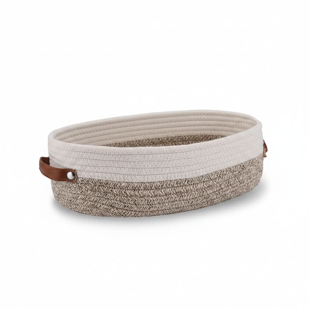 Panier de rangement ovale en corde de coton tressée