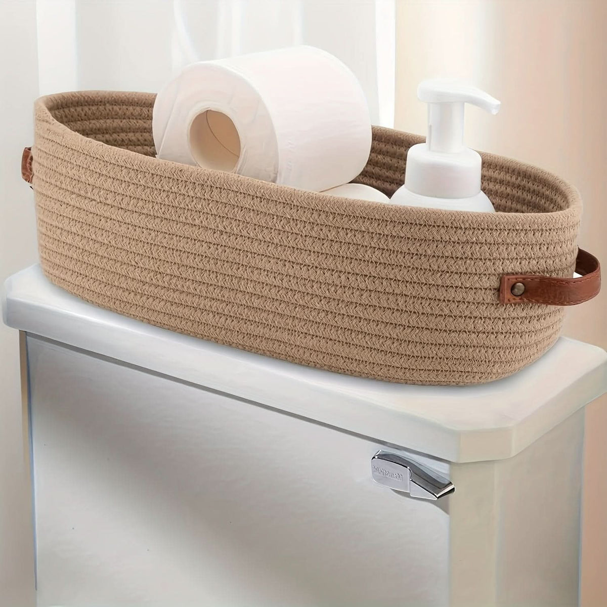 Panier de rangement ovale en corde de coton tressée