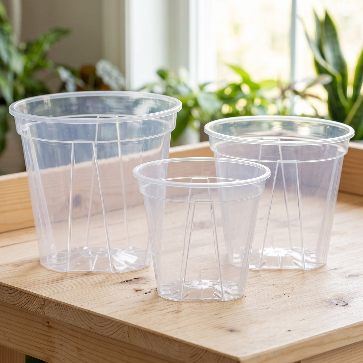 Pots de fleurs transparents avec trous de drainage, lot de 12