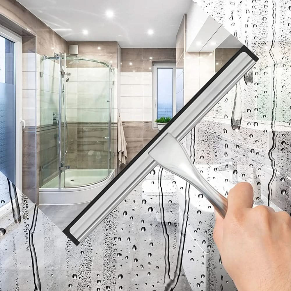 Raclette de douche en inox avec lame en silicone et crochet