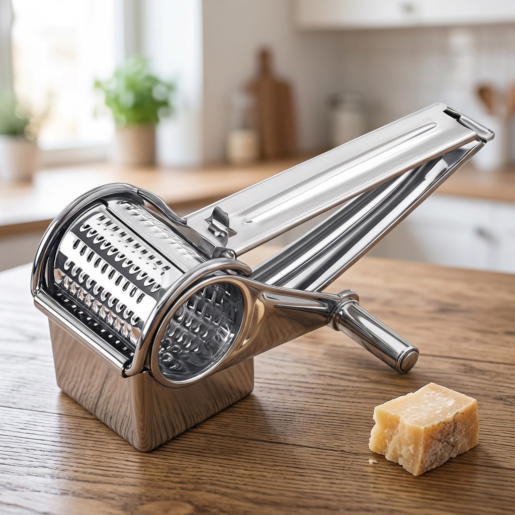 Râpe rotative à fromage en inox, tambours interchangeables