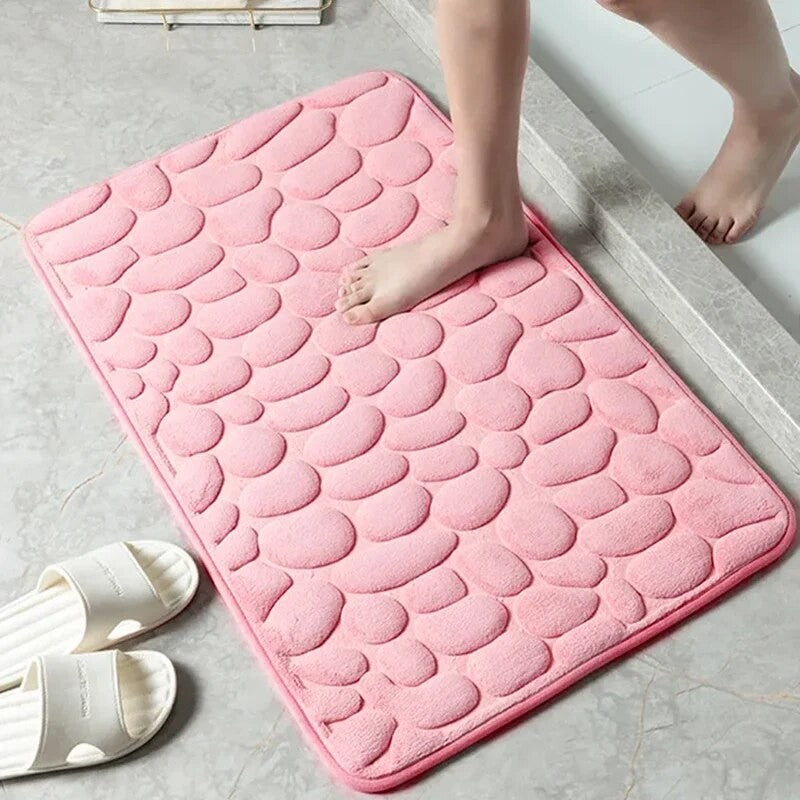 Tapis de bain en mousse à mémoire de forme, motif galets
