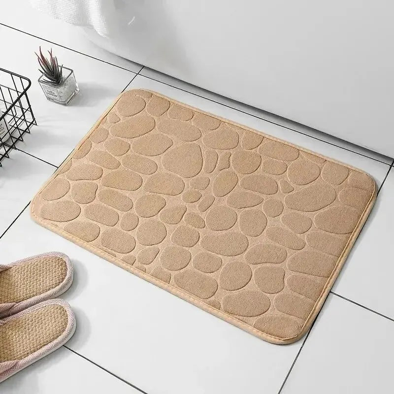 Tapis de bain en mousse à mémoire de forme, motif galets