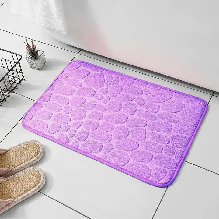 Tapis de bain en mousse à mémoire de forme, motif galets
