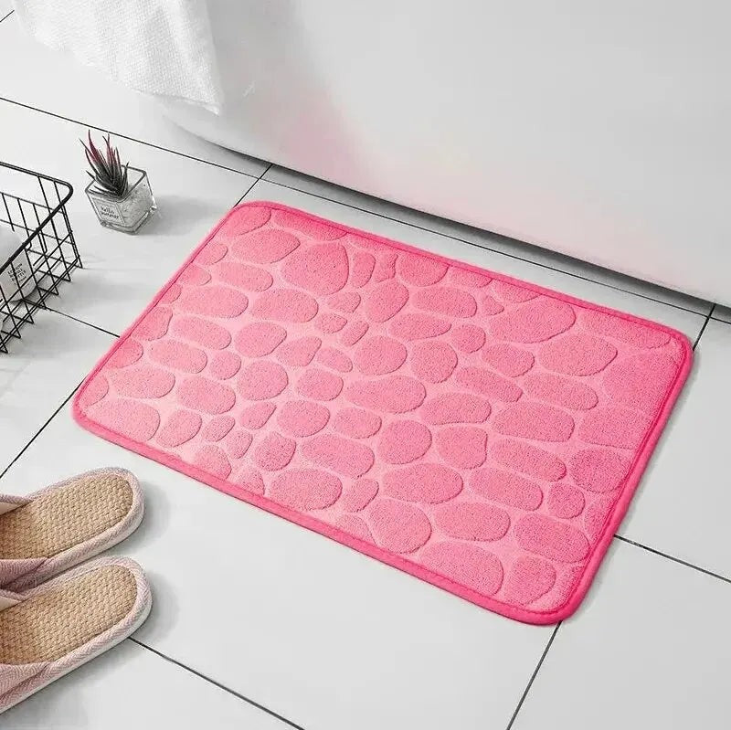 Tapis de bain en mousse à mémoire de forme, motif galets