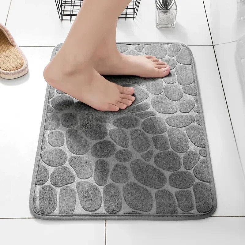 Tapis de bain en mousse à mémoire de forme, motif galets