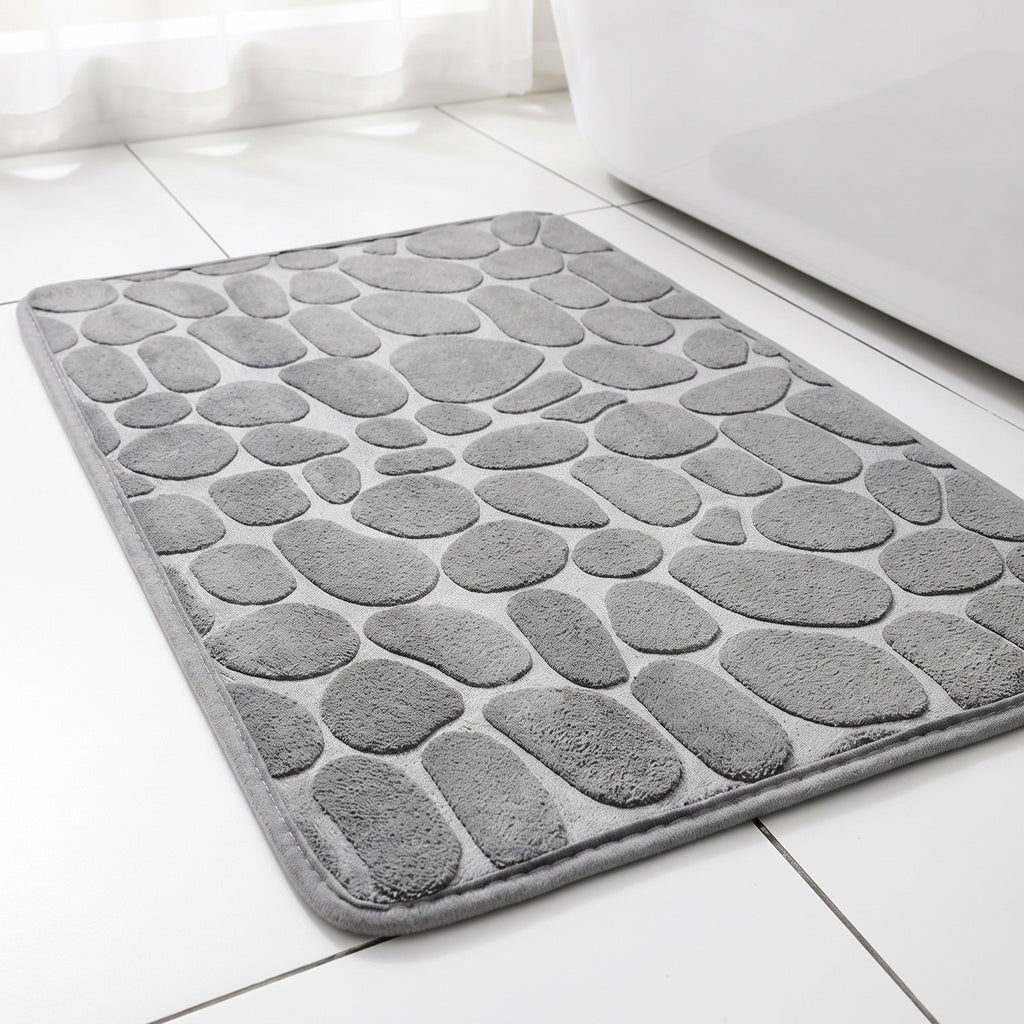 Tapis de bain en mousse à mémoire de forme, motif galets